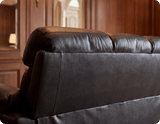 Velmont Genuine Leather Black Seater Sofa