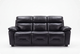 Velmont Genuine Leather Black 3 Seater 