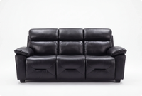 Velmont Genuine Leather Black 3 Seater 