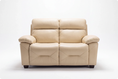 Velmont Genuine Leather Cream 2 Seater Sofa