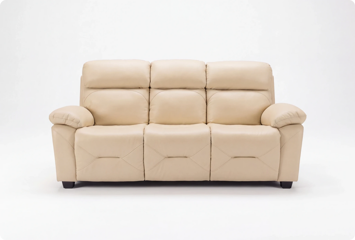 Velmont Genuine Leather Cream 3 Seater