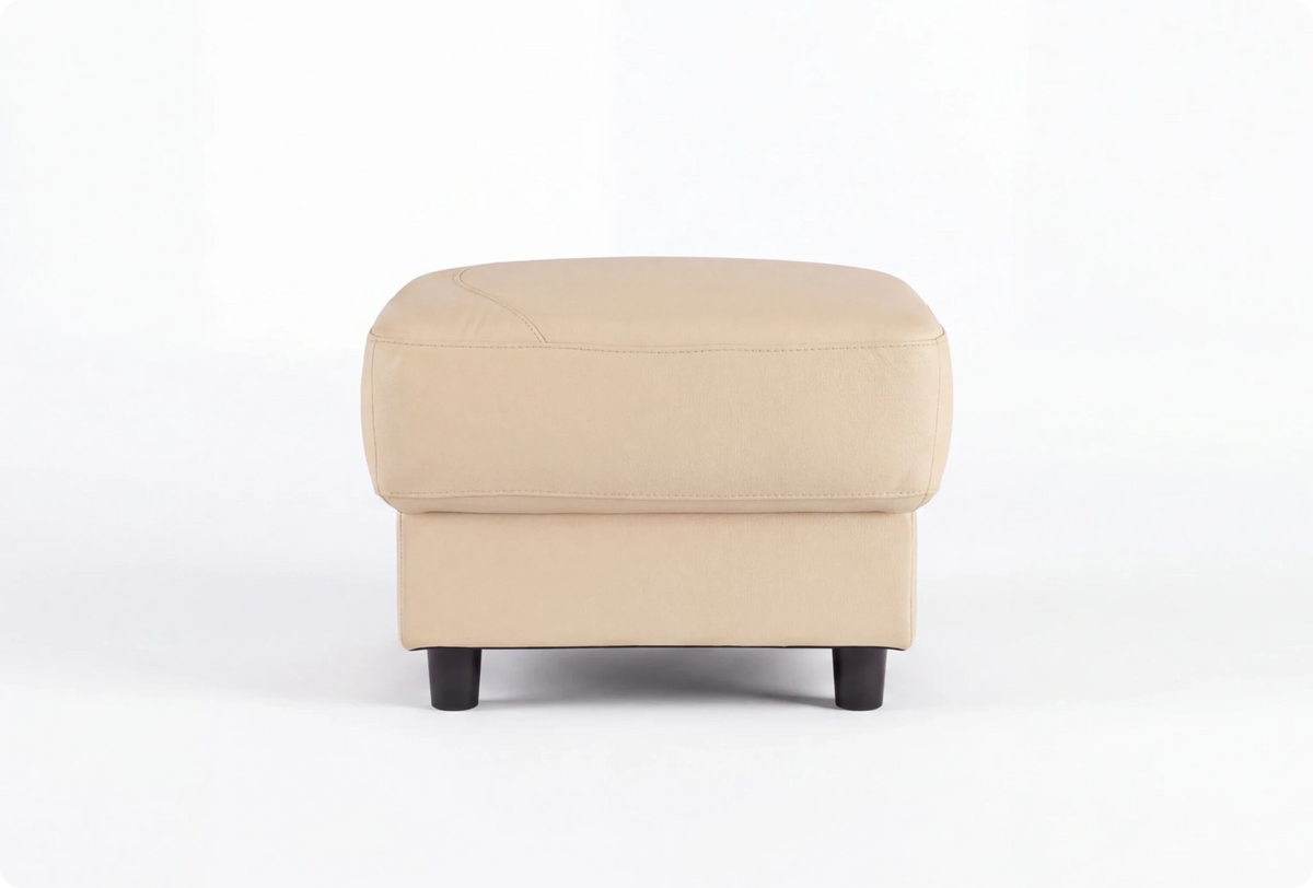 Velmont Genuine Leather Cream Footstool
