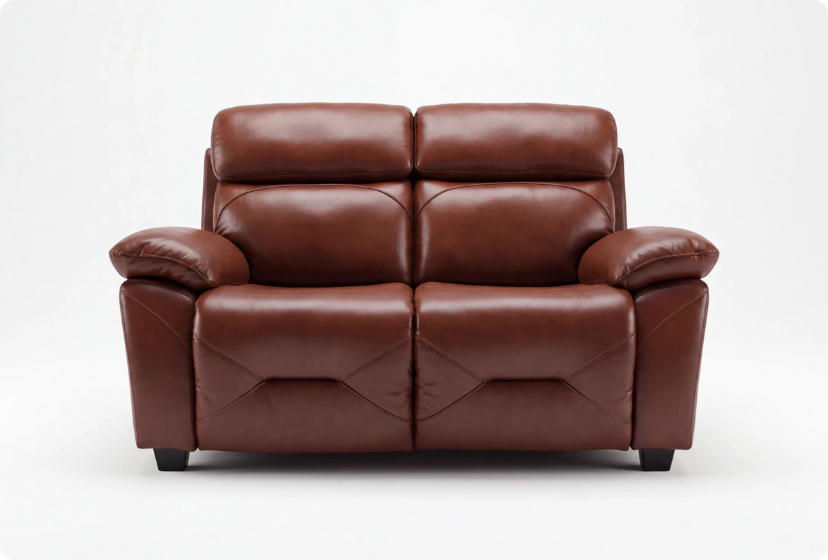 Velmont Genuine Leather Tan 2 Seater Sofa