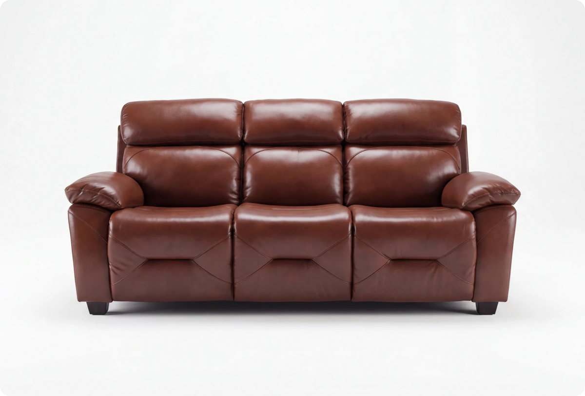 Velmont Genuine Leather Tan 3 Seater Sofa