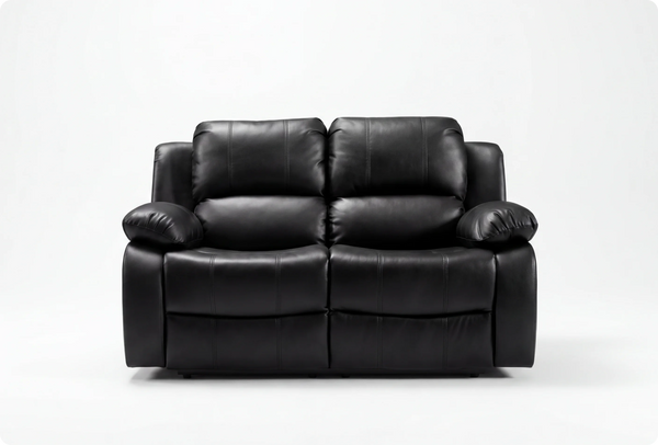 Veloura Black Leather 2 Seater Sofa