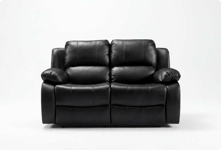 Veloura Black Leather 2 Seater Sofa