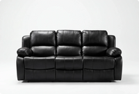 Veloura Black Leather 3 Seater Sofa