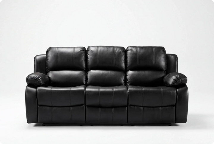 Veloura Black Leather 3 Seater Sofa