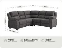 Veloura Charcoal Fabric Sofa 2C2