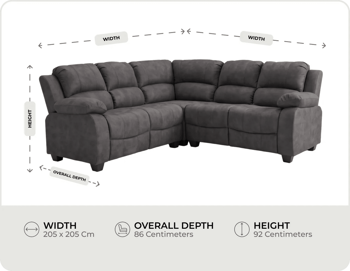 Veloura Charcoal Fabric Sofa 2C2