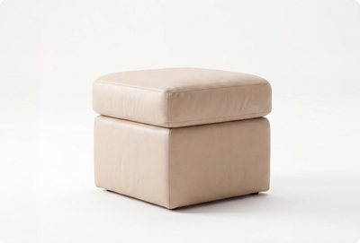 Veloura Cream Leather Footstool