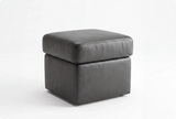 Veloura Grey Leather Footstool