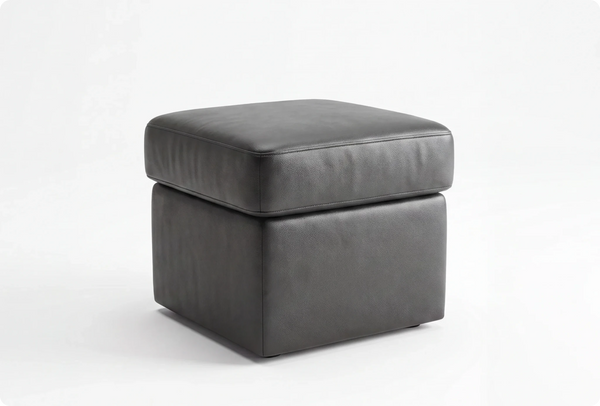 Veloura Grey Leather Footstool
