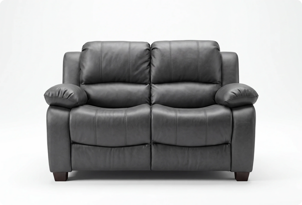 Veloura Grey Leather 2 Seater Sofa
