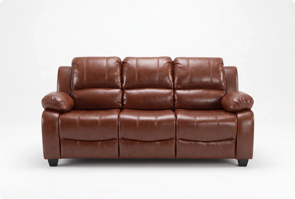 Veloura Tan Leather 3 Seater Sofa