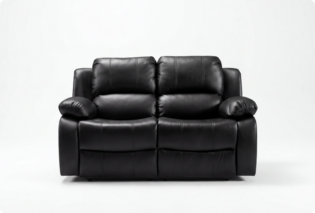 York Black Leather 2 Seater Manual