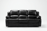 York Black Leather 3 Seater Manual
