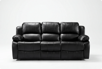 York Black Leather 3 Seater Manual