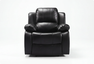 York Black Leather Manual Recliner Armchair