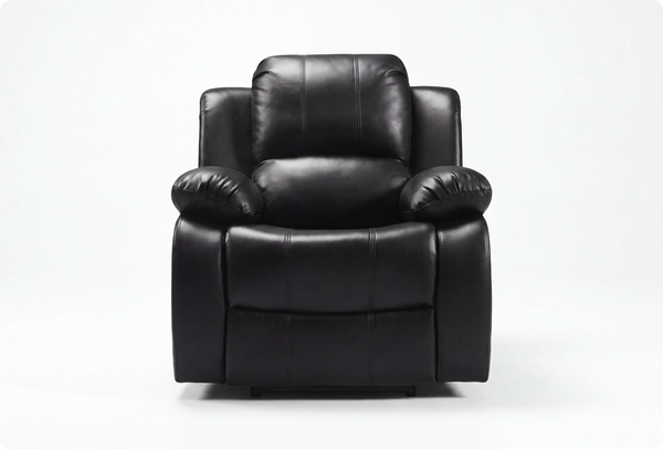 York Black Leather Manual Recliner Armchair