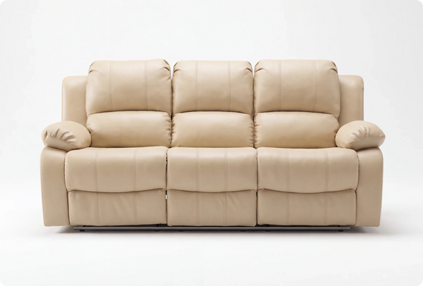 York Cream Leather 3 Seater Manual