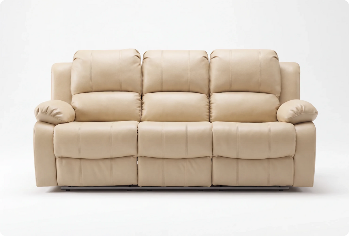 York Cream Leather Electric Recliner 3