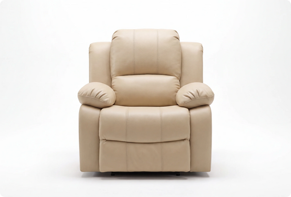 York Cream Leather Electric Recliner