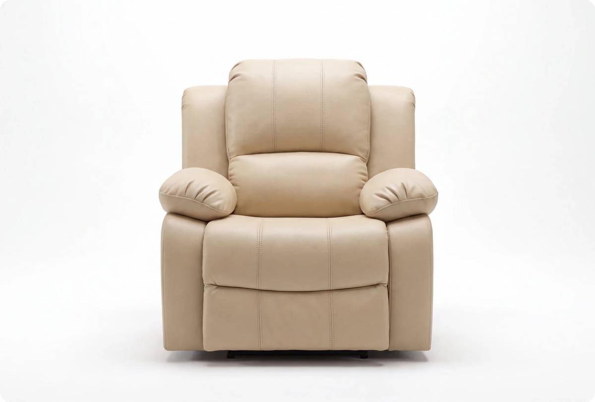 York Cream Leather Manual Recliner
