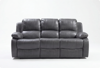 York Grey Leather 3 Seater Manual