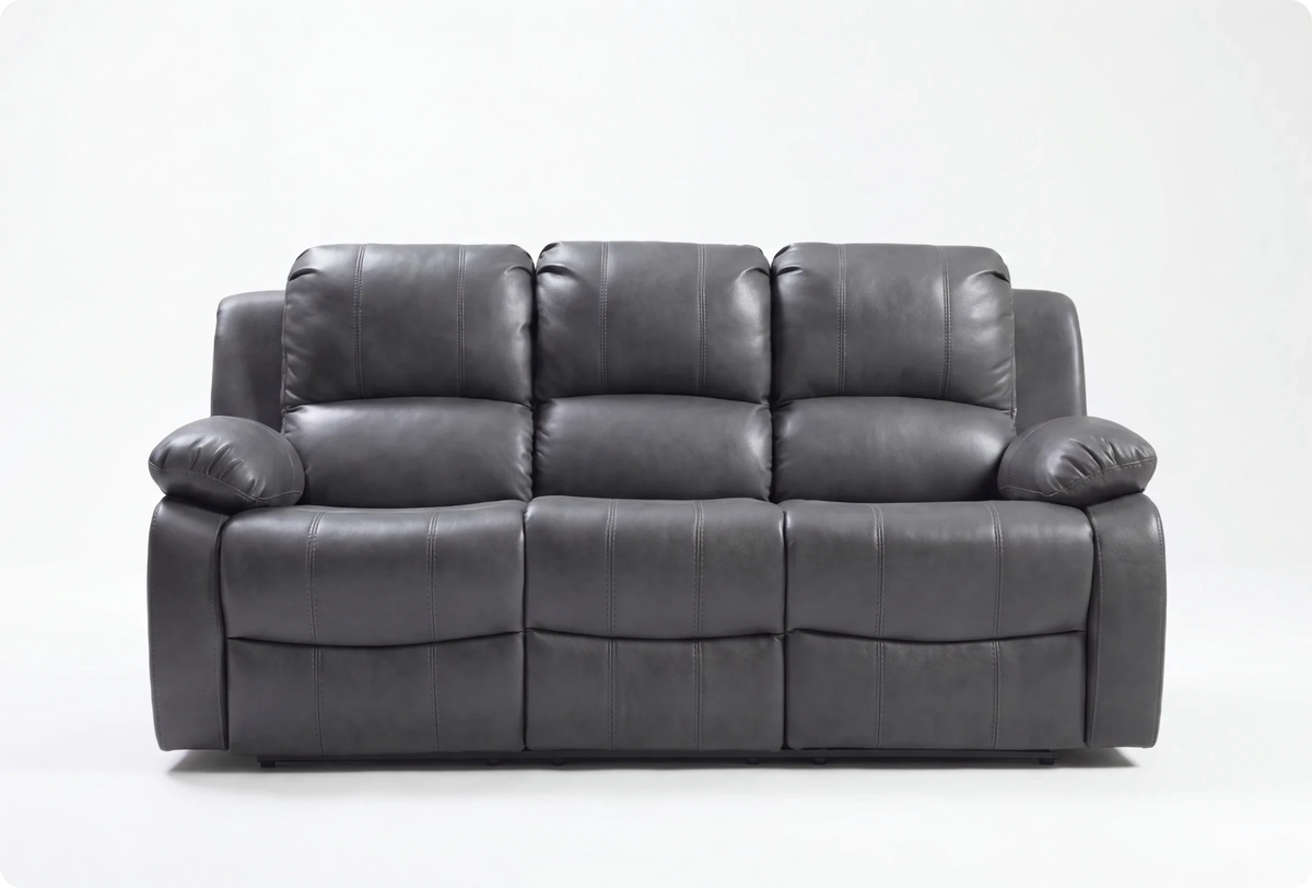 York Grey Leather 3 Seater Manual
