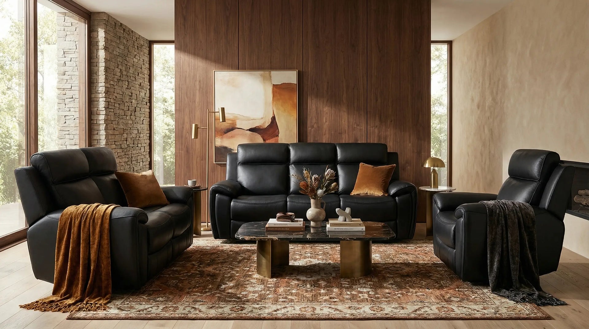 Leo Genuine Leather Black Electric Power Recliner Armchair
