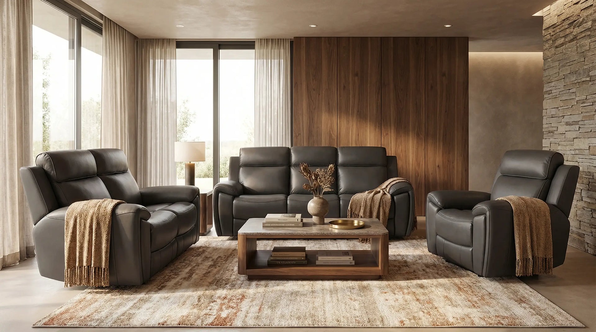 Leo Genuine Leather Grey Electric Power Recliner Armchair