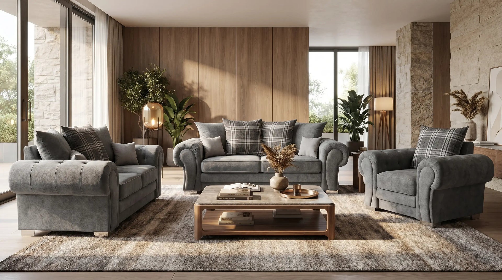Florence Scatter Grey Fabric 2 Seater Sofa