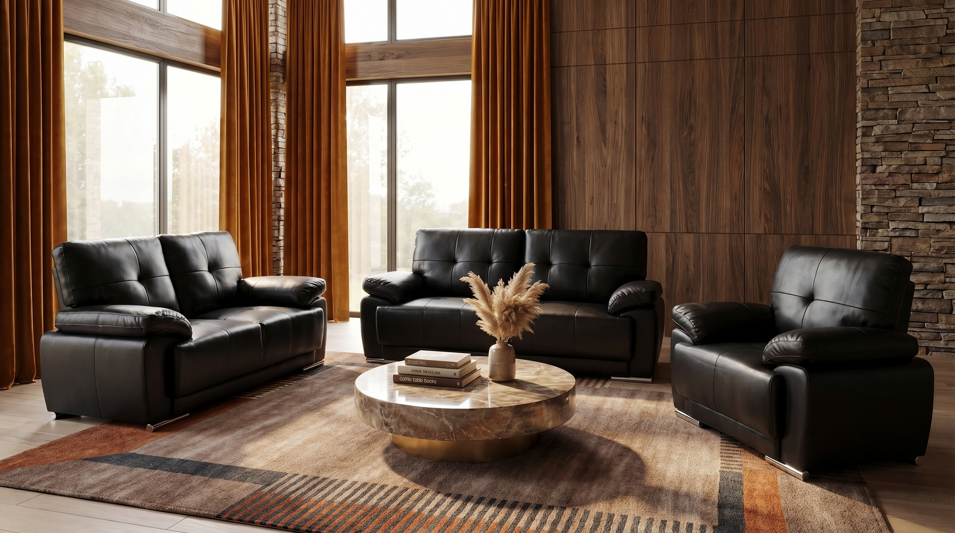 Brighton Black Leather 3 Seater Sofa Sofa