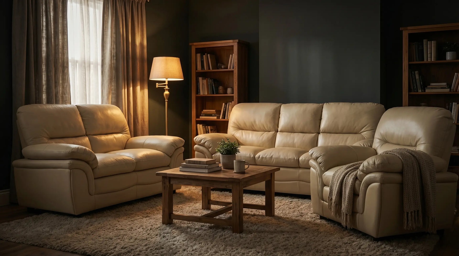 Florence Cream Leather 2 Seater Sofa