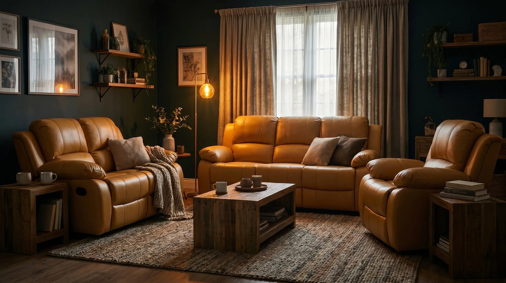 York Leather Mustard Manual Recliner Armchair
