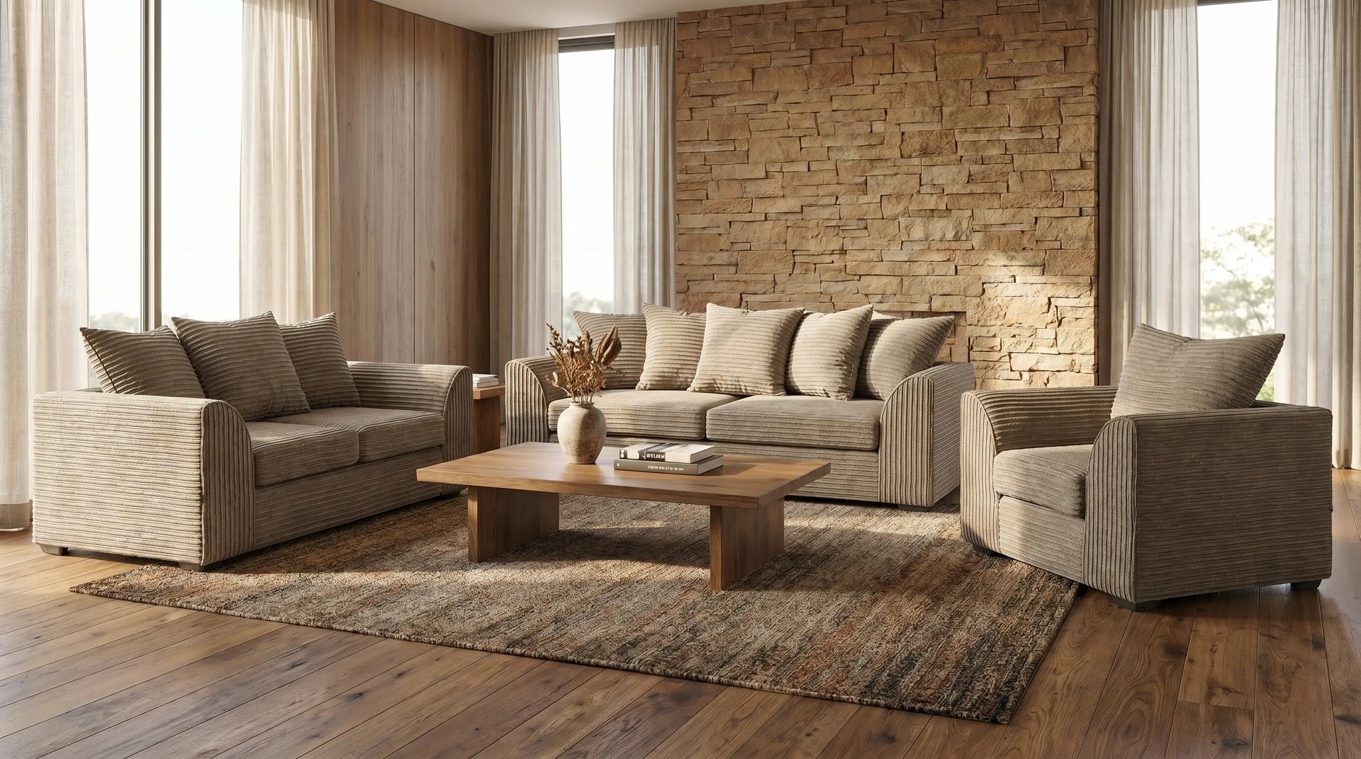 Oxford Caramel  Fabric 2 Seater Sofa