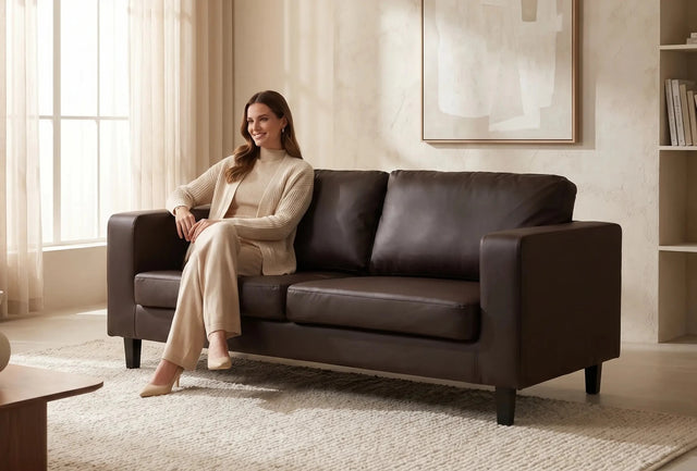 Nova Brown Leather 3 Seater Sofa