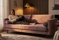 Scott Dusty Rose Velvet 4 Seater Sofa