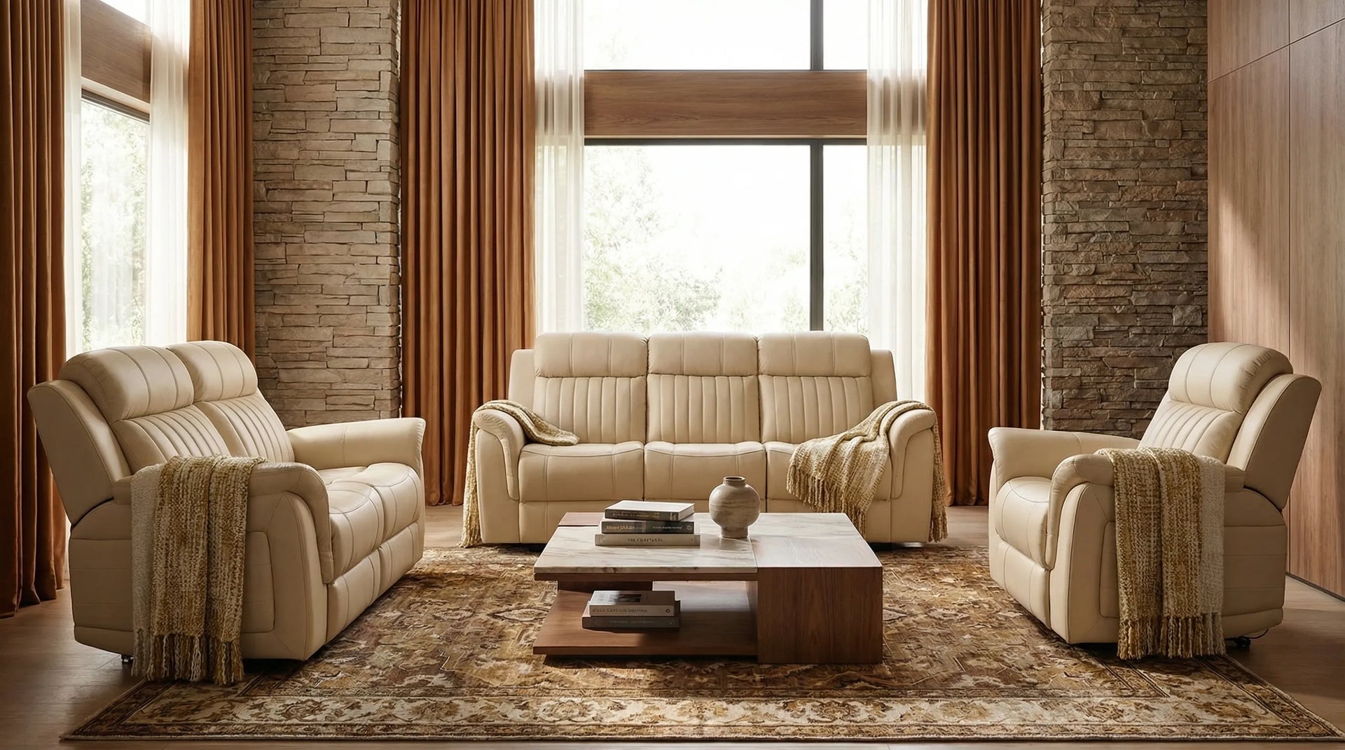 Martini Cream Leather Power Recliner Armchair
