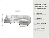 Mayfair Silver  Fabric U Shape High Back Corner Sofa + Footstool