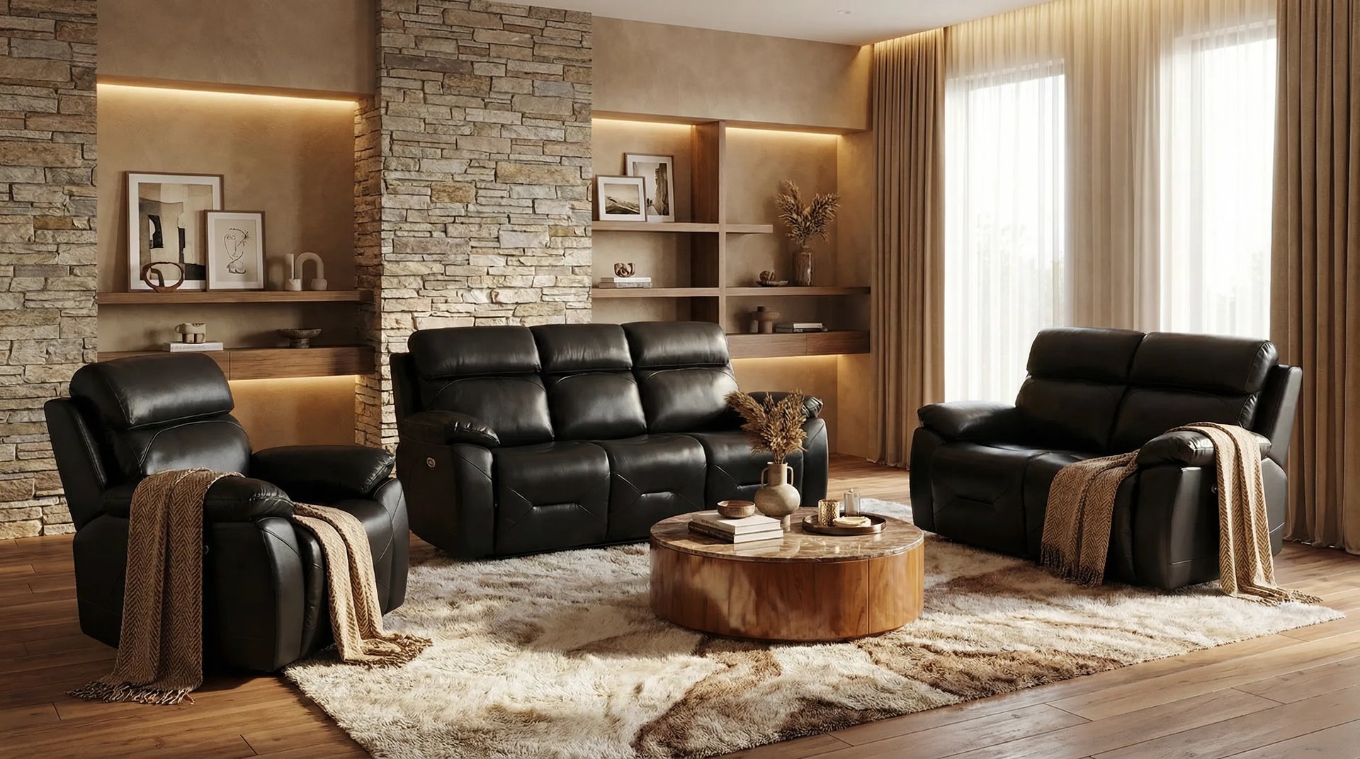 Milano Black Leather Electric Recliner Armchair