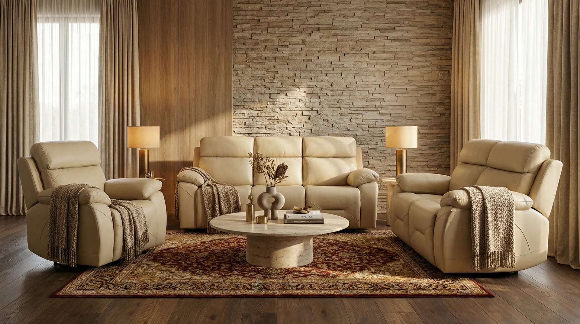 Milano Cream Leather Power Recliner Armchair