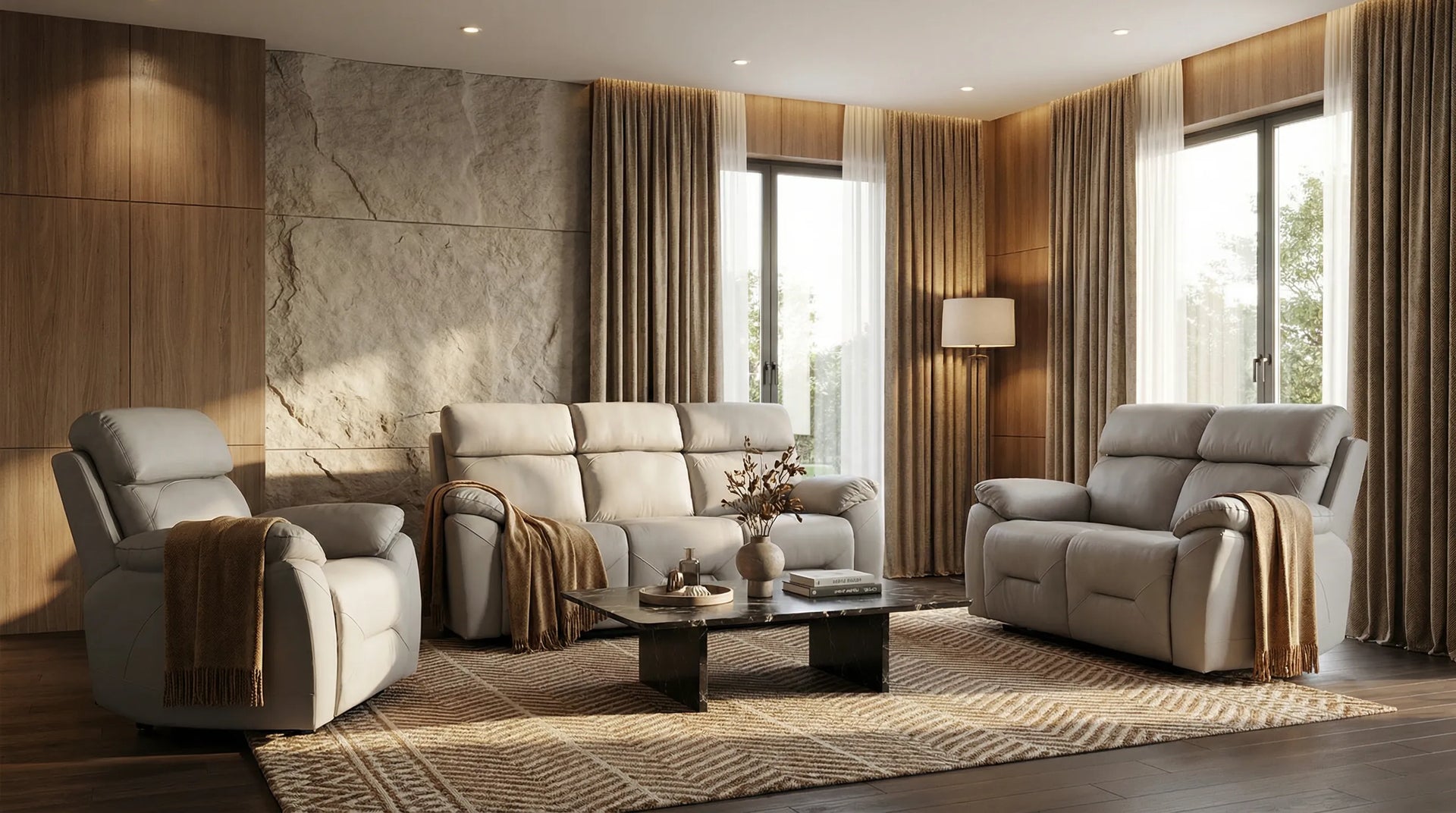 Milano Genuine Leather Light Grey Electric Power Recliner Armchair