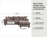 Richmond Brown Fabric Right Hand Corner Sofa measurements
