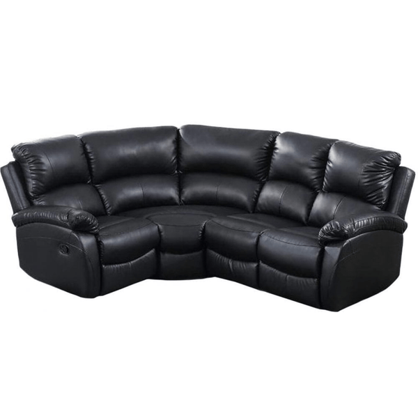 Roma Black Leather Manual Recliner 4 Seater Corner Sofa