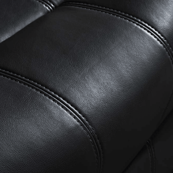 Close-up of black leather sofa texture