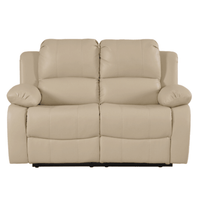 Beige leather sofa on a white background