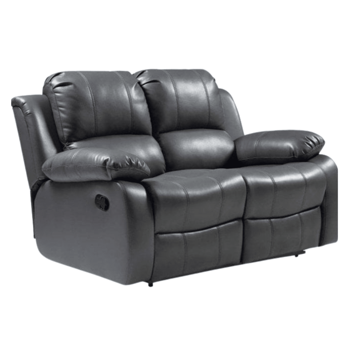 Gray leather reclining sofa on a white background
