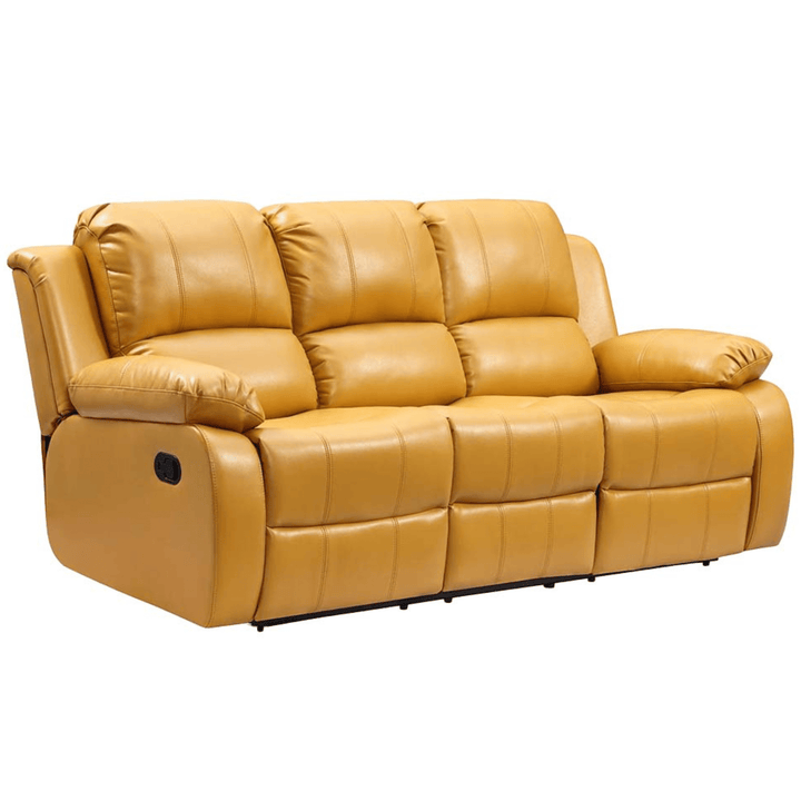 Valencia Mustard Leather Manual Recliner 3+2+1 Seater Sofa Set - Furniture Instore